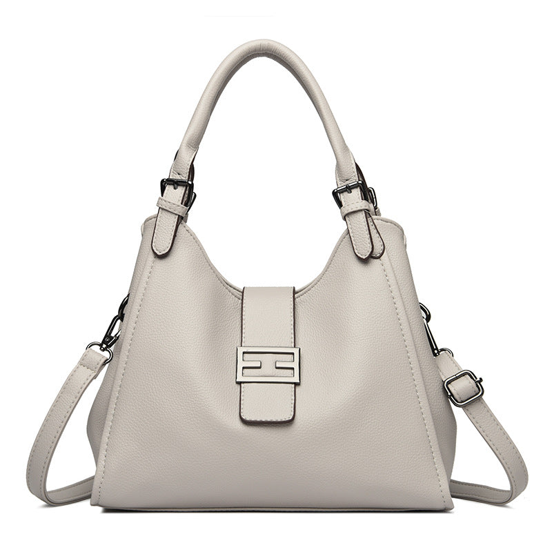 Large Leather Shoulder Work Bag with Crossbody Strap