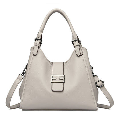 Large Leather Shoulder Work Bag with Crossbody Strap