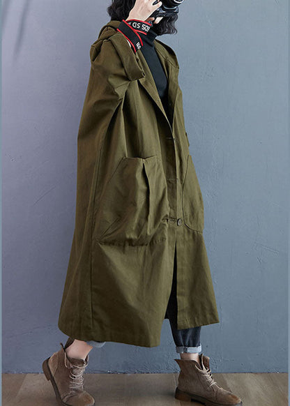 Classic Women's Long Trench Coat Hooded Button