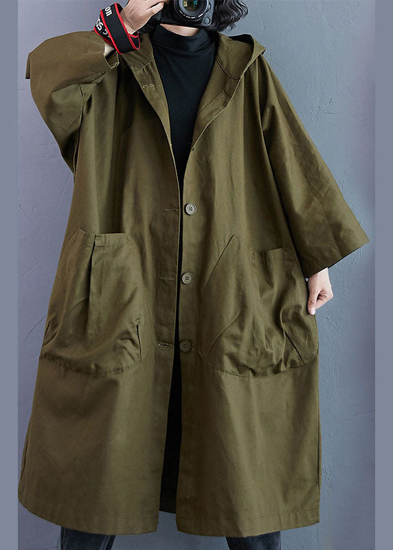 Classic Women's Long Trench Coat Hooded Button