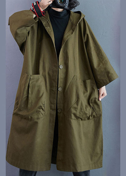 Classic Women's Long Trench Coat Hooded Button
