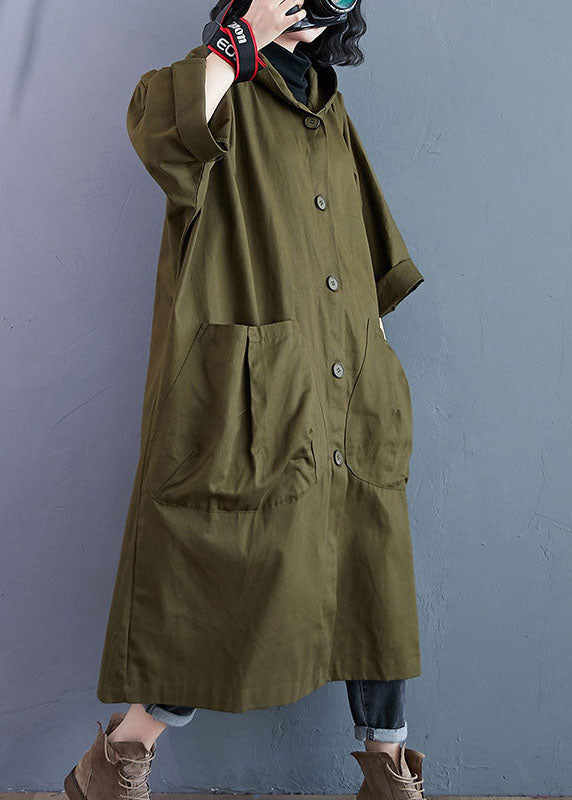 Classic Women's Long Trench Coat Hooded Button