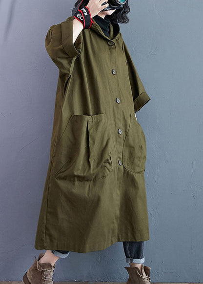 Classic Women's Long Trench Coat Hooded Button