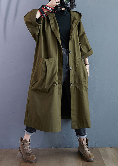 Classic Women's Long Trench Coat Hooded Button - Luxivelle