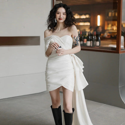 Elegant Strapless Wedding Gown with Train