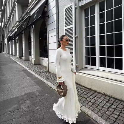 Women's Cream Long Sleeve Maxi Dress