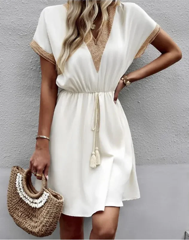 Chic Mini V Neck Summer Dress for Women - Luxivelle