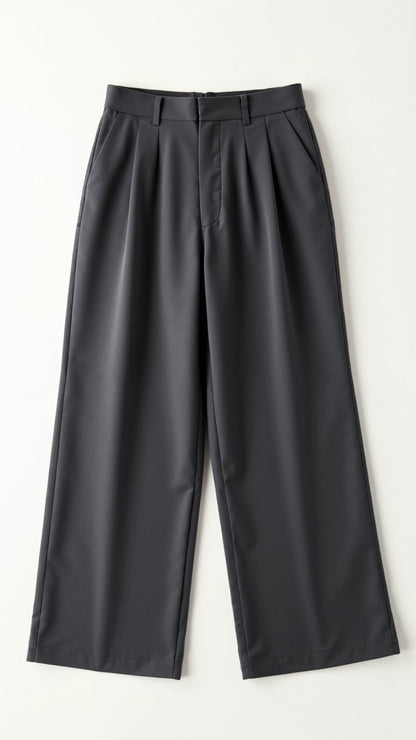 Comfortable Wide Leg Women's Trousers with Pleats