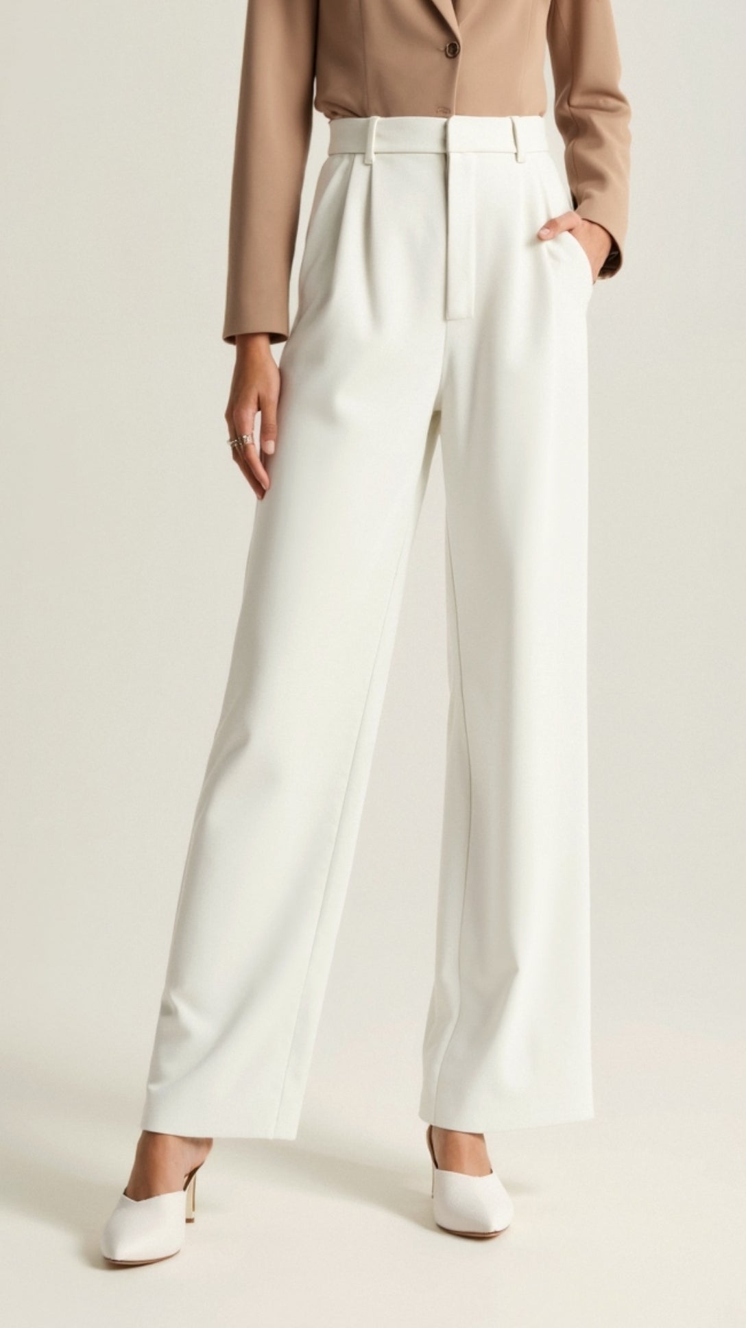 Comfortable Wide Leg Women's Trousers with Pleats