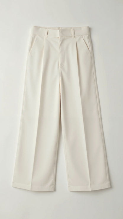 Comfortable Wide Leg Women's Trousers with Pleats