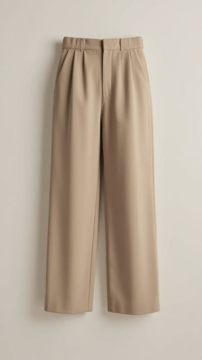 Comfortable Wide Leg Women's Trousers with Pleats