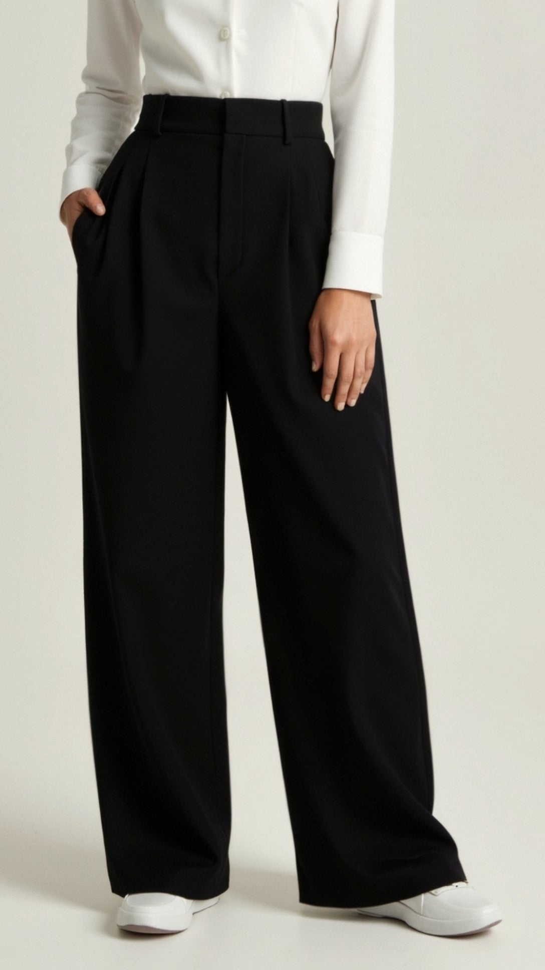 Comfortable Wide Leg Women's Trousers with Pleats - Luxivelle