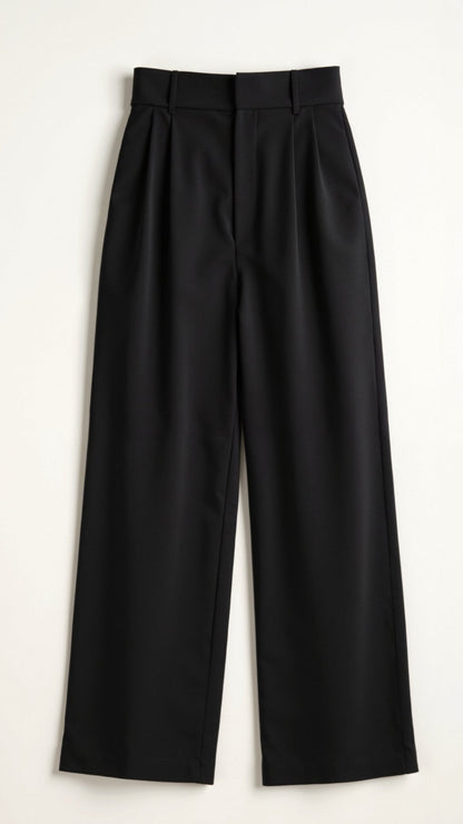 Comfortable Wide Leg Women's Trousers with Pleats