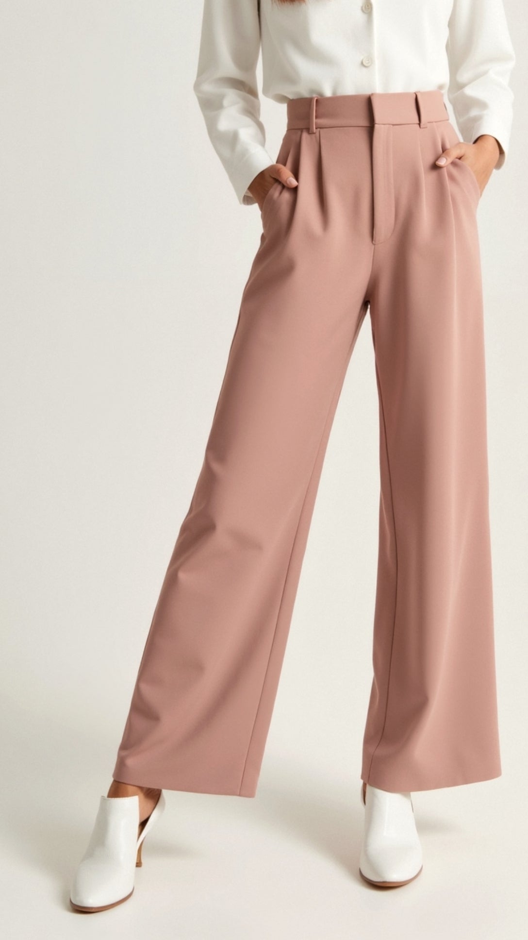 Comfortable Wide Leg Women's Trousers with Pleats
