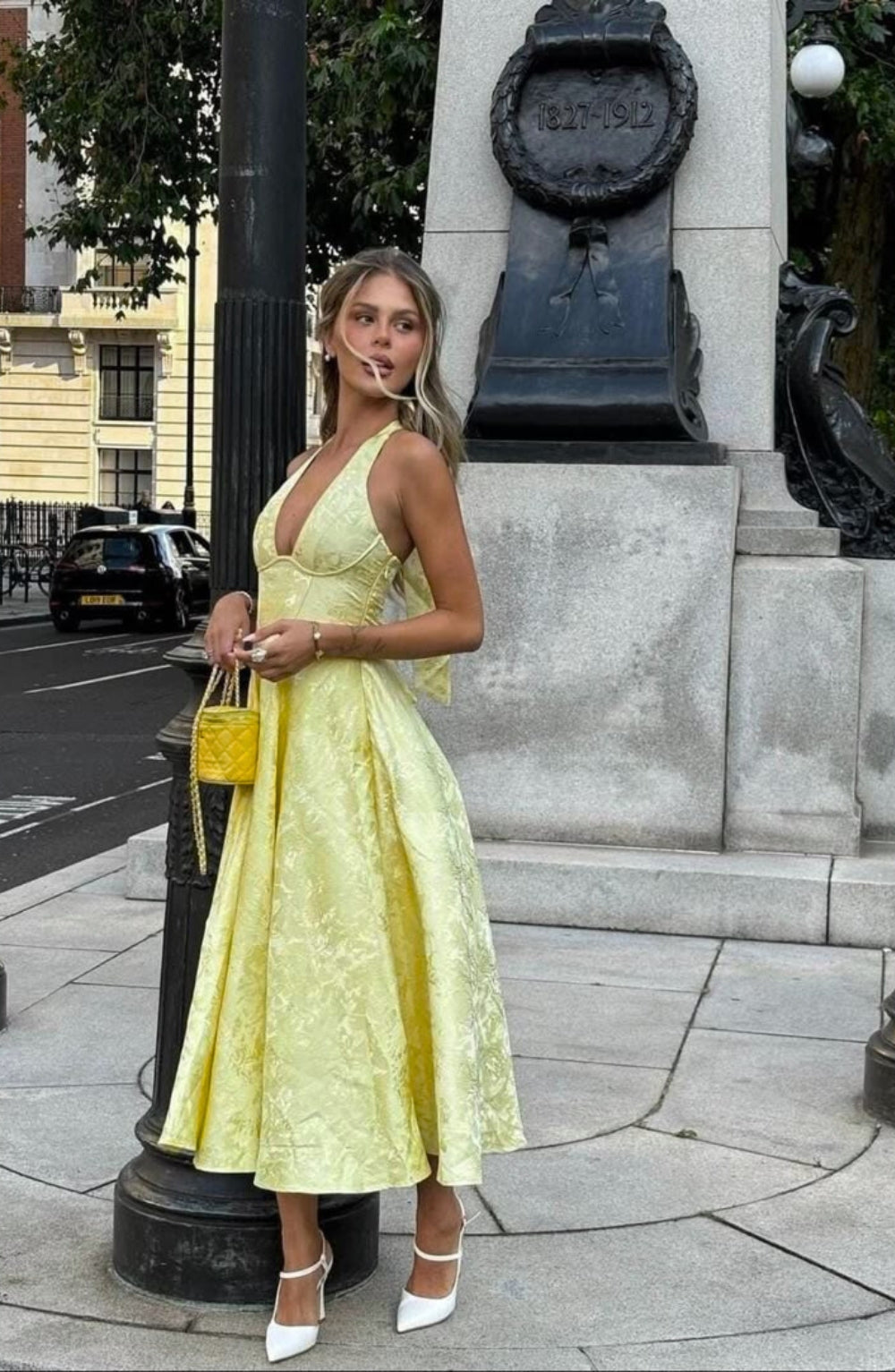Bright Summer Halter Midi Dress for Women