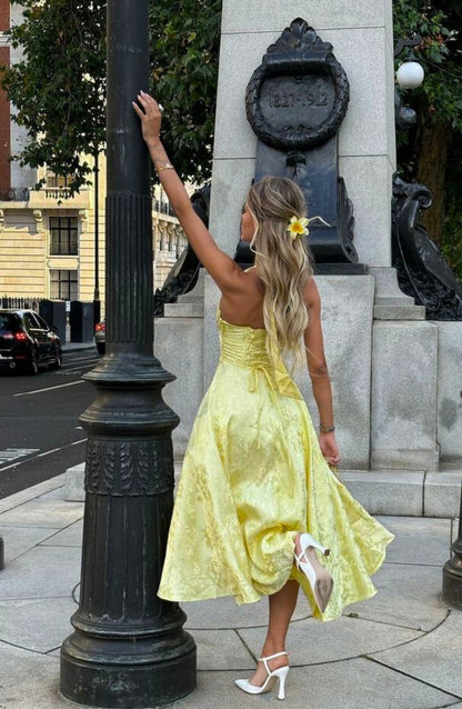 Bright Summer Halter Midi Dress for Women