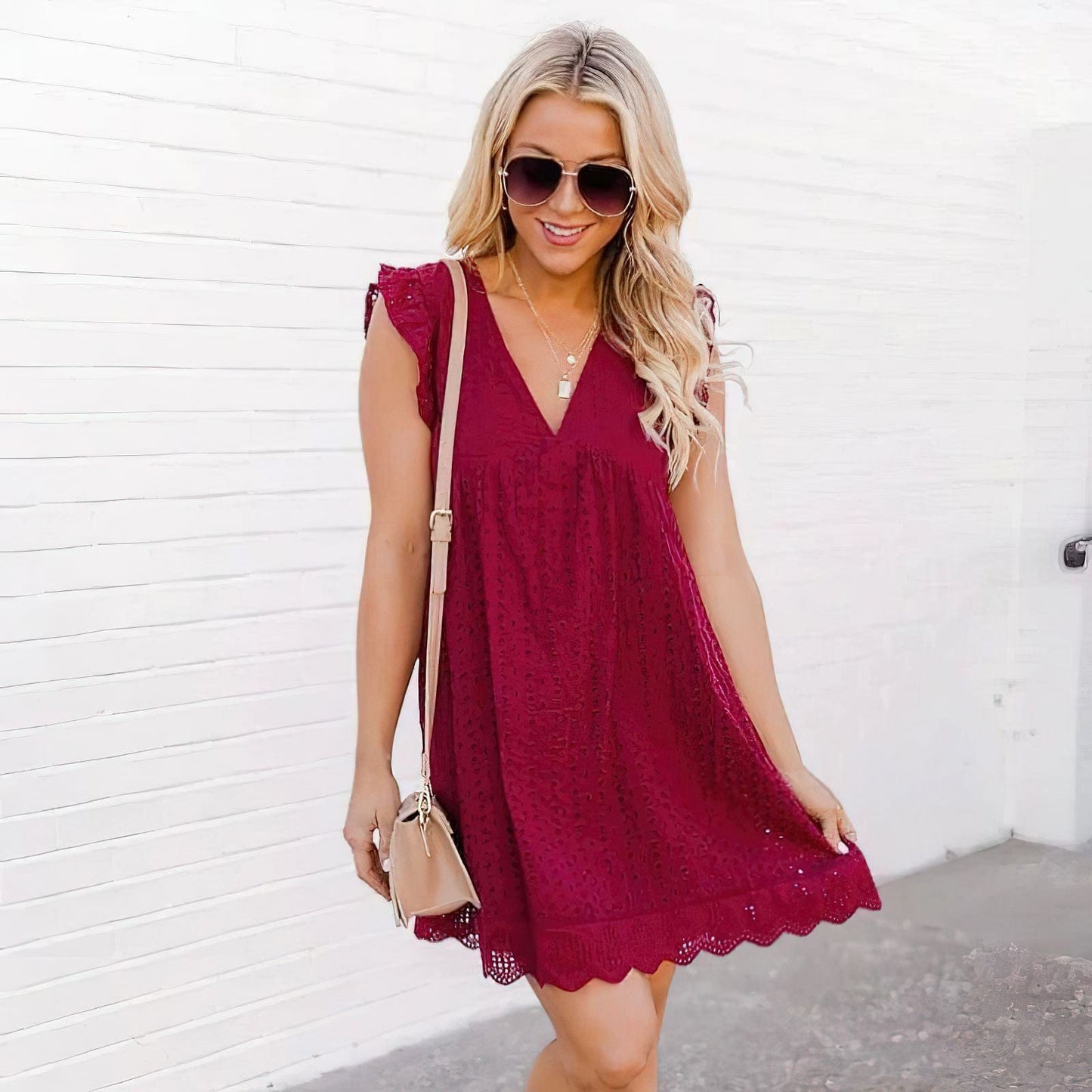 Chic Little White V Neck Summer Dress