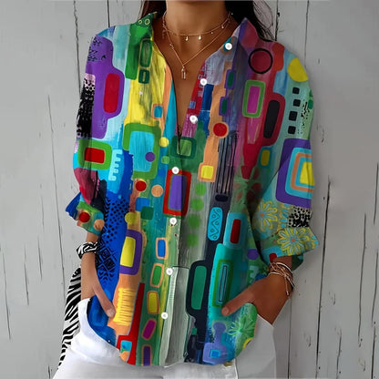 Casual Fit Women's Patterned Button Down Shirt