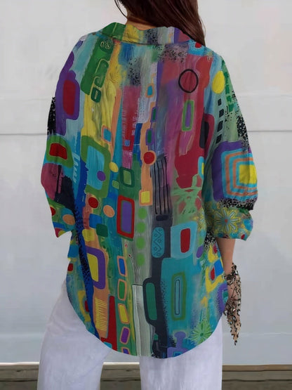 Casual Fit Women's Patterned Button Down Shirt