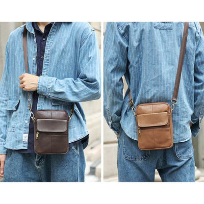 Small Real Leather Crossbody Bag for Men