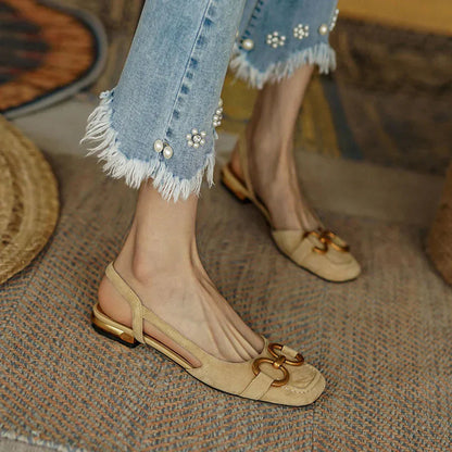 Ladies Comfortable Slip On Square Toe Flats