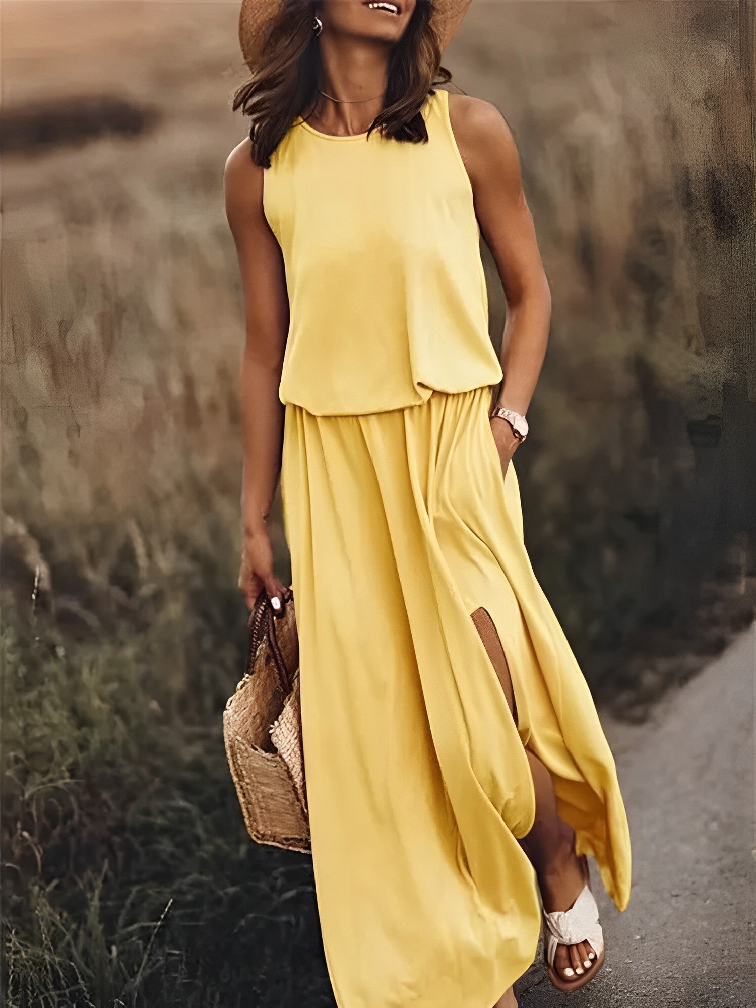 Sleeveless Cotton Maxi Dress | Vibrant, Airy and Elegant - Trendy Melbourne