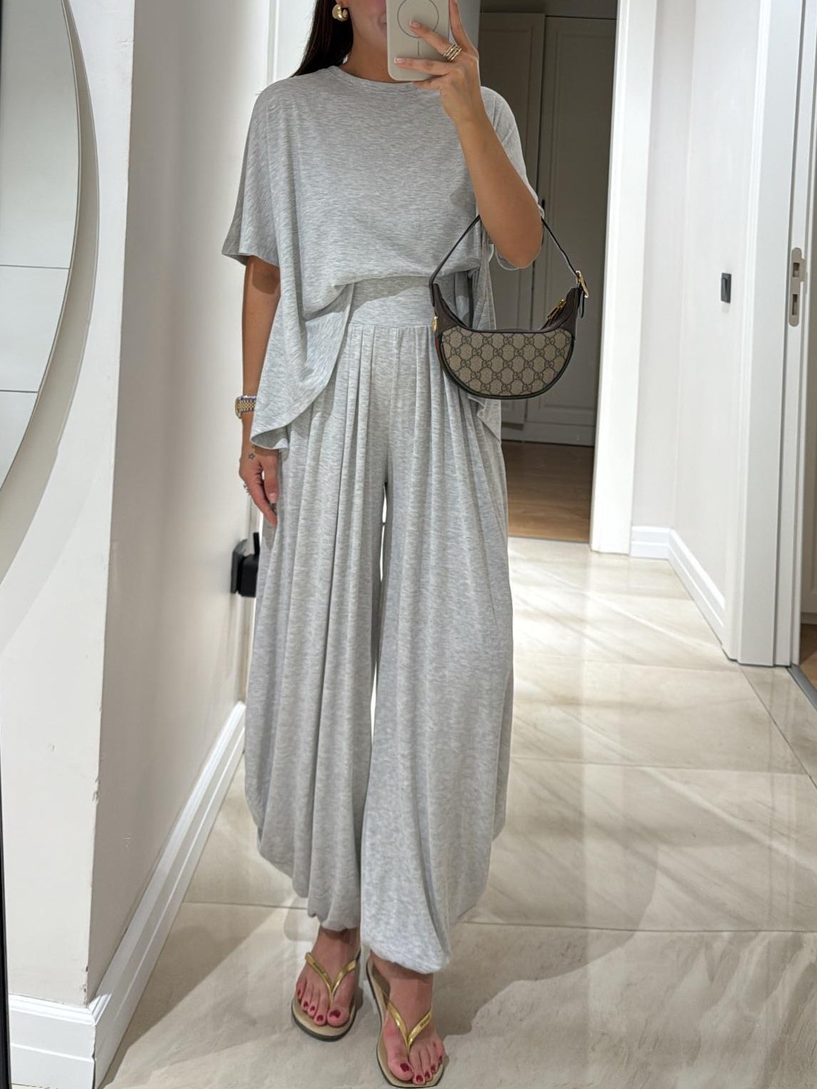Relaxed Fit Blouse and Loose Pants Outfit - Luxivelle
