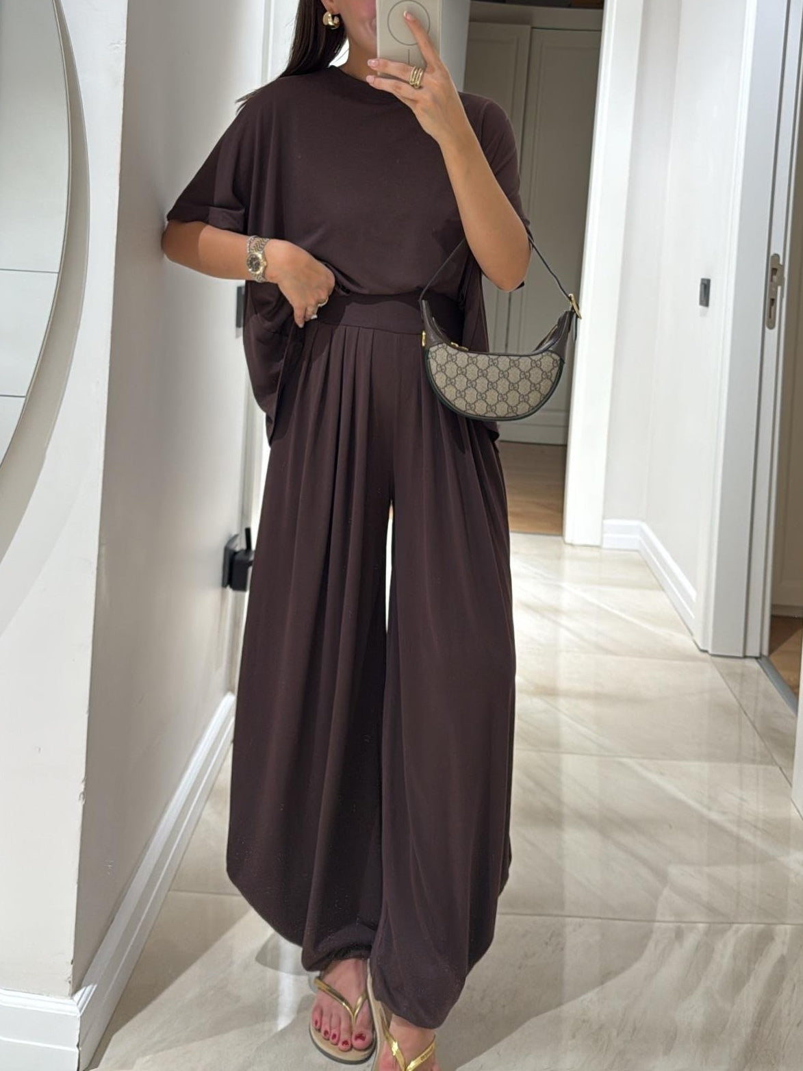 Relaxed Fit Blouse and Loose Pants Outfit