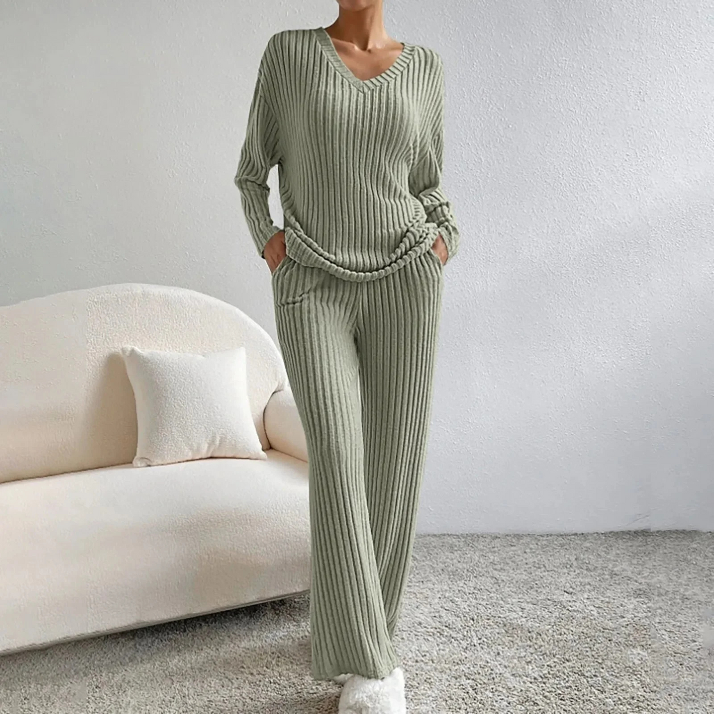 Women’s Two-Piece Lounge Set | Soft Knit | Relaxed Fit - Trendy Melbourne