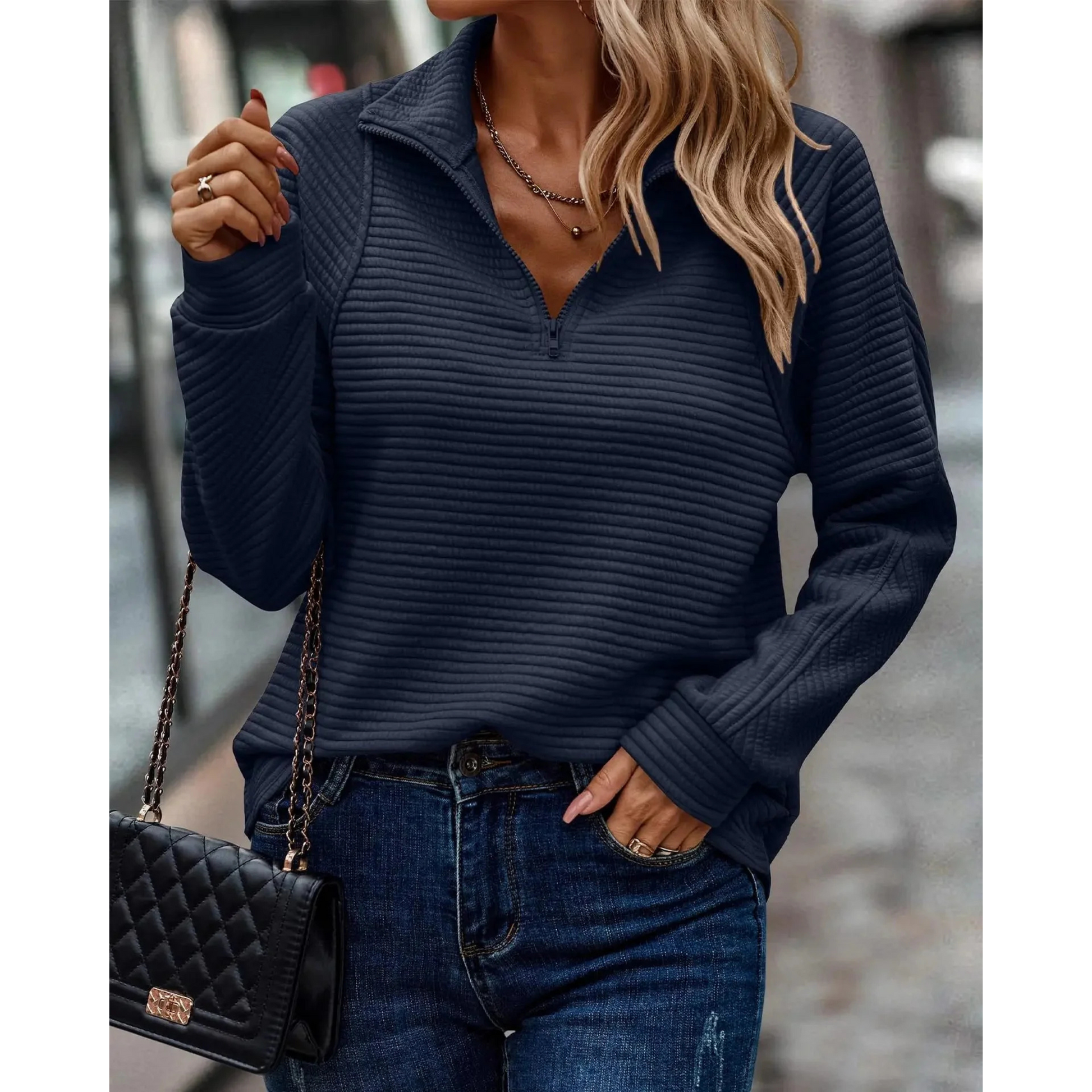 Women’s Half-Zip Sweatshirt | Relaxed Fit | Structured Style - Trendy Melbourne