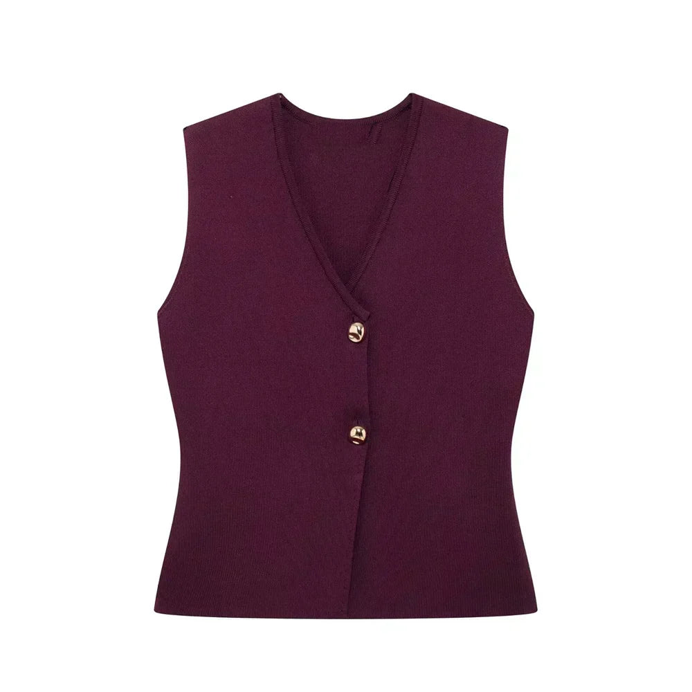 Chic Off-Center Sleeveless Vest