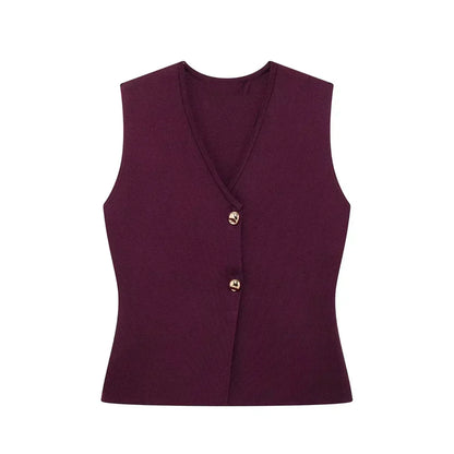 Chic Off-Center Sleeveless Vest