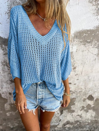 Comfy V Neck Women's Polyester Blouse