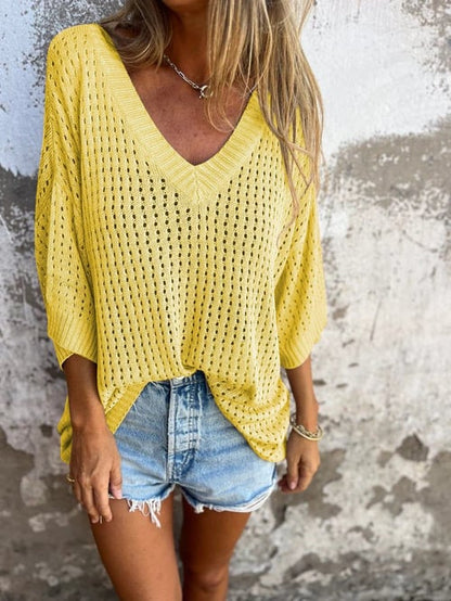 Comfy V Neck Women's Polyester Blouse