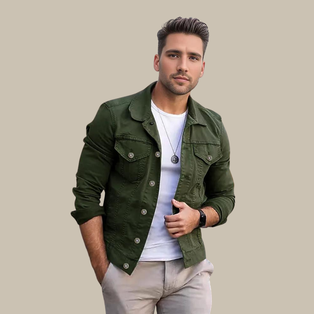 Simple Solid Colour Mens Jacket with Slim Fit