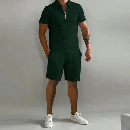 Men's Casual Breathable Polo Shorts Set