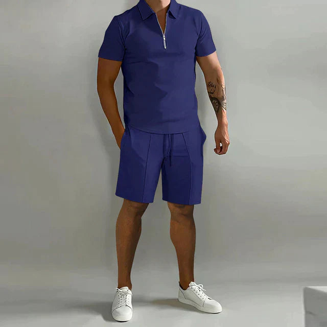 Men's Casual Breathable Polo Shorts Set - Luxivelle