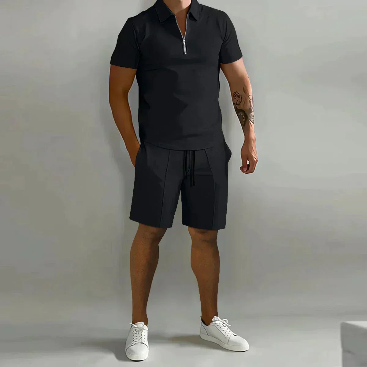 Men's Casual Quarter Zip Golf 2 Piece Set