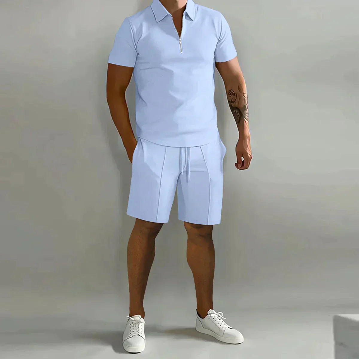Men's Casual Quarter Zip Golf 2 Piece Set