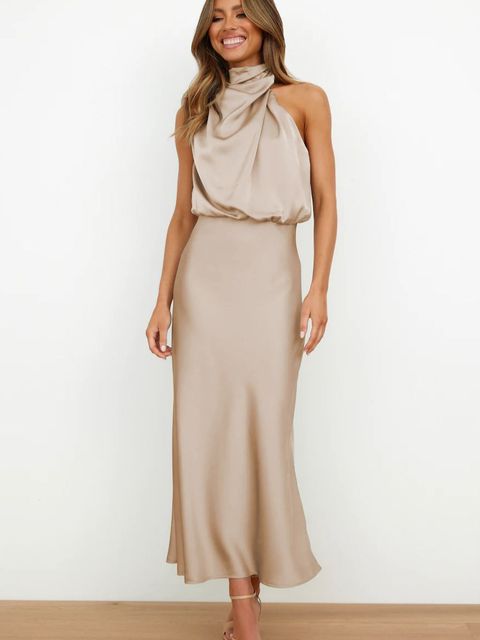 Elegant Cold Shoulder Evening Gown Dress