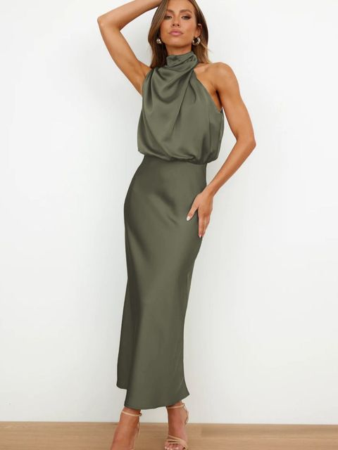 Elegant Cold Shoulder Evening Gown Dress