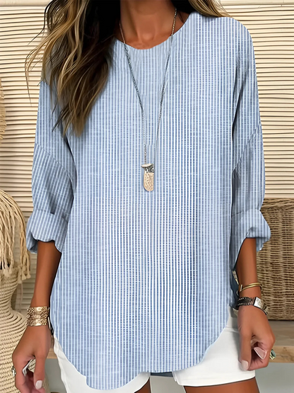 Fashionable Horizontal Stripe Top - Luxivelle