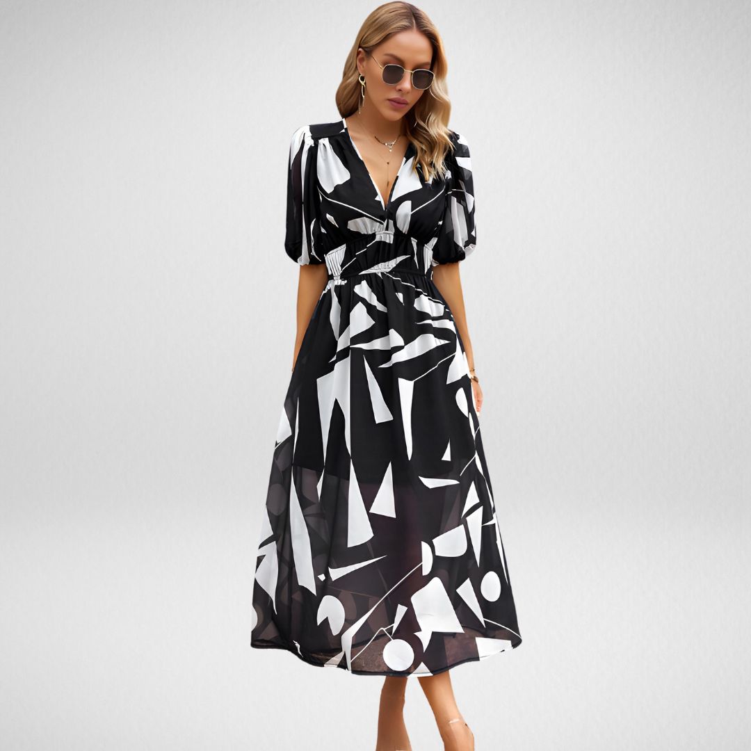 Dhalia | Elegant V Neck Women's Dress