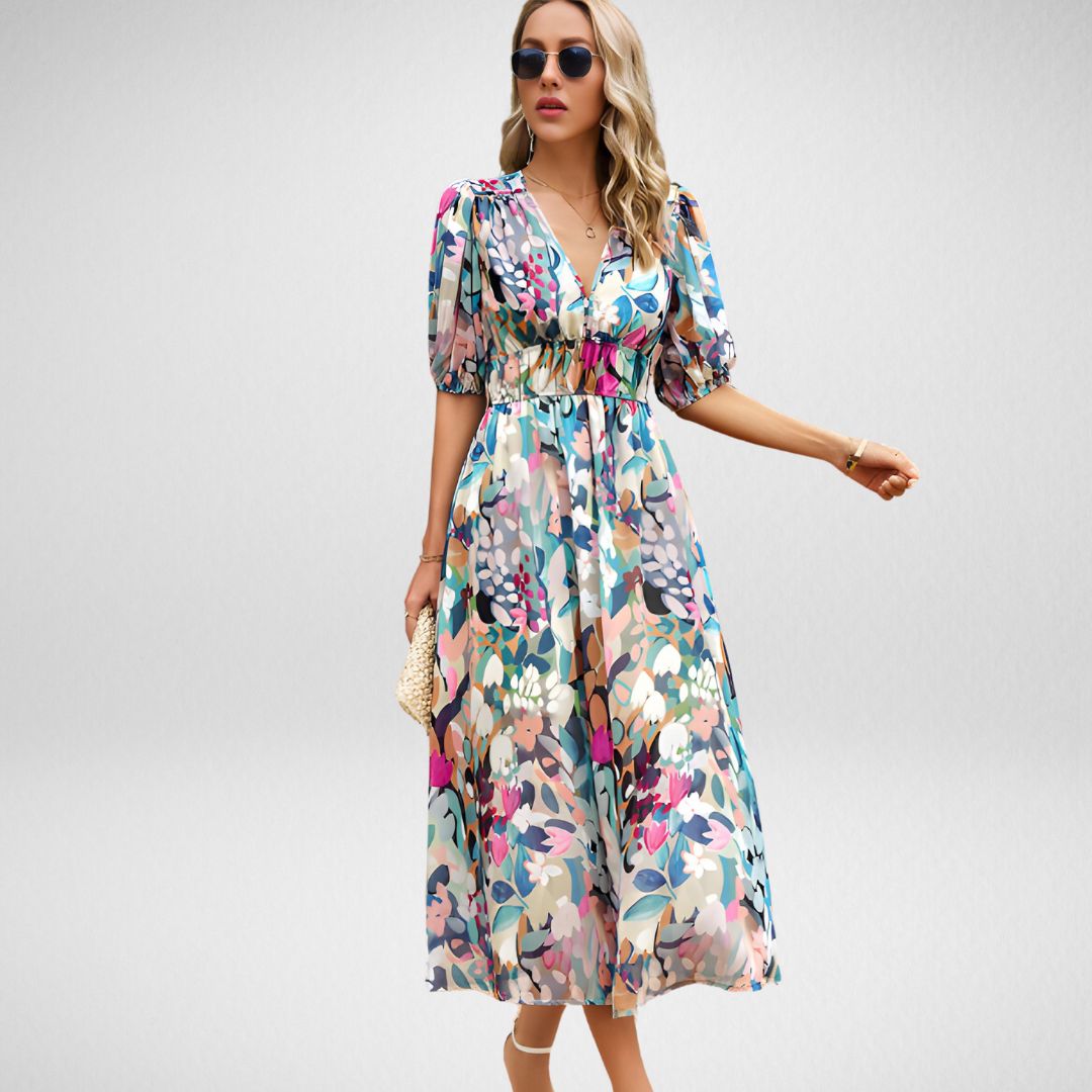 Dhalia | Elegant V Neck Women's Dress