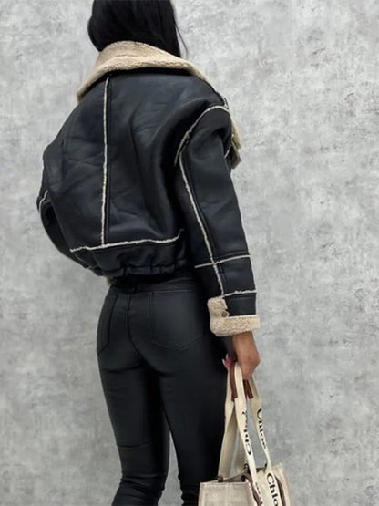 Slim Fit Leather Biker Jacket for Women