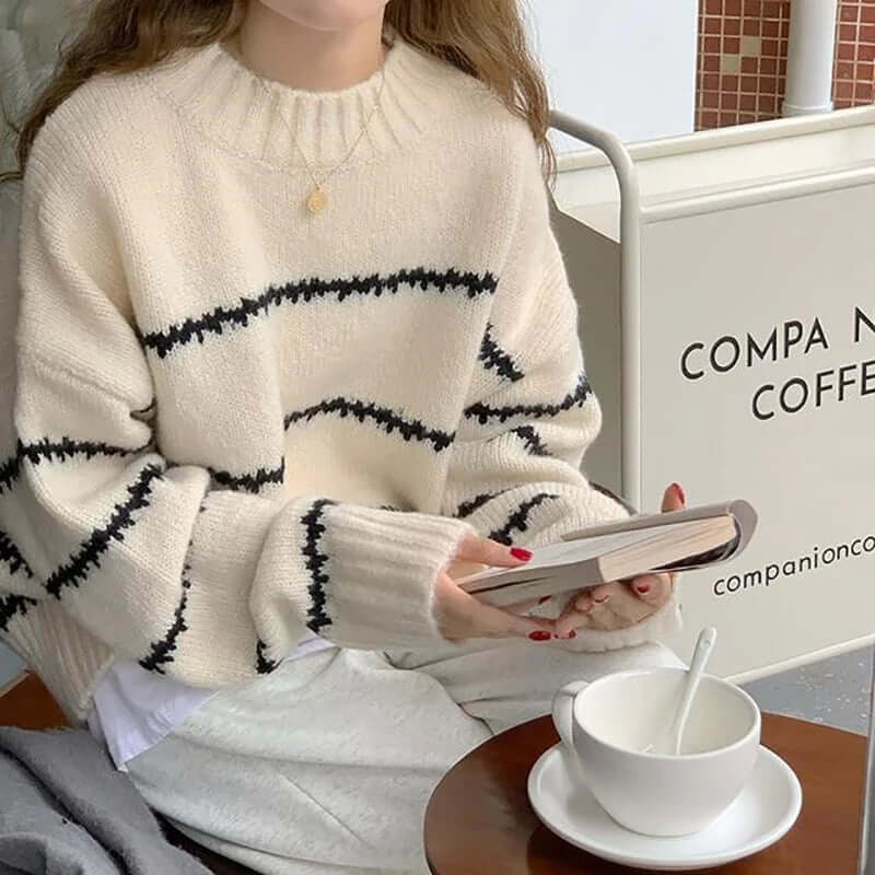 Ladies Classic Patterned Crew Neck Jumper