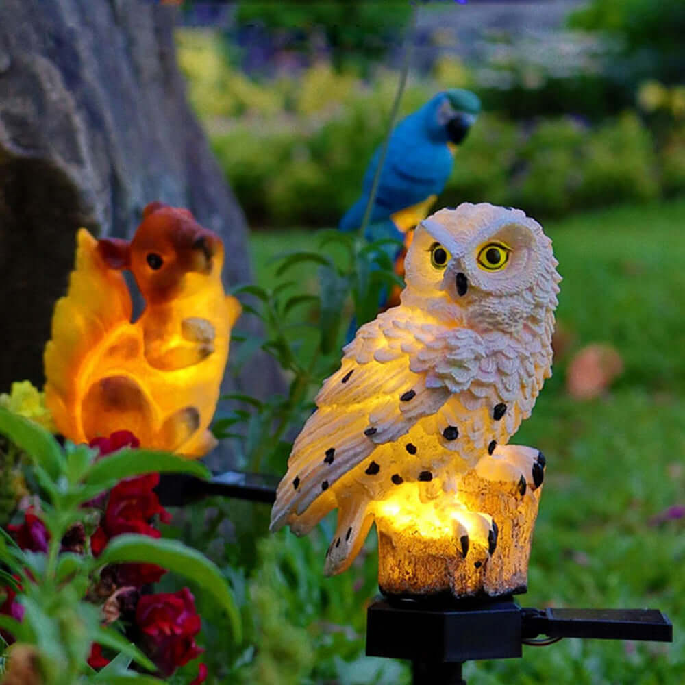 Outdoor Owl Solar Powered Lanterns (2-Pack)