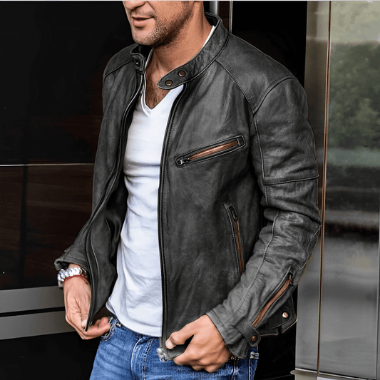 Classic Mens Brown Leather Coat - Luxivelle