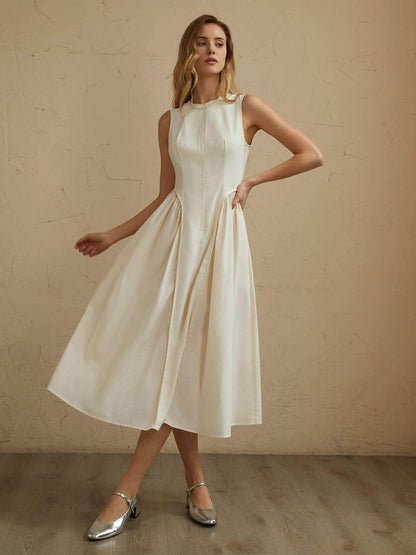 Flared Waist Knee Length Dress - Luxivelle