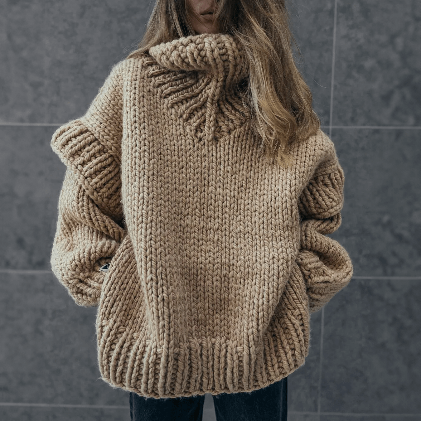 Women's Cozy Loose Fit Turtleneck Sweater